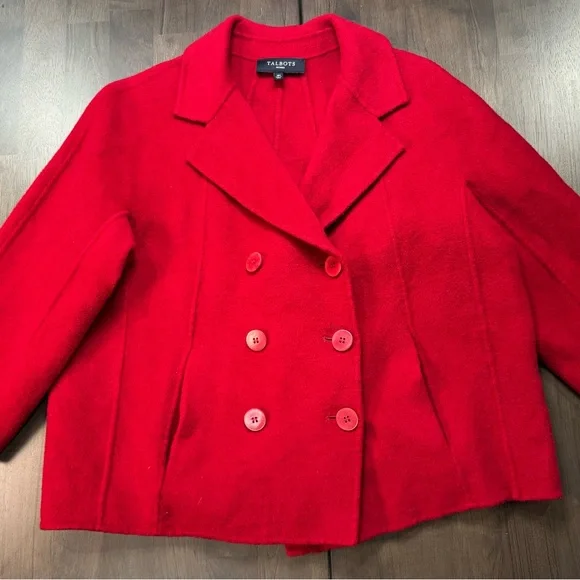Talbots Vibrant Red Pea Coat - Picture 3 of 3